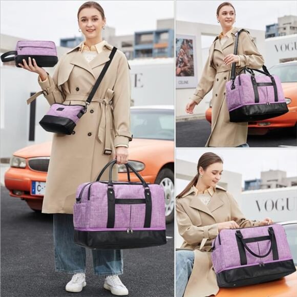 Weekender Bags for Women Overnight Bag Large Canvas Travel Duffel Bag - Picture 2 of 7